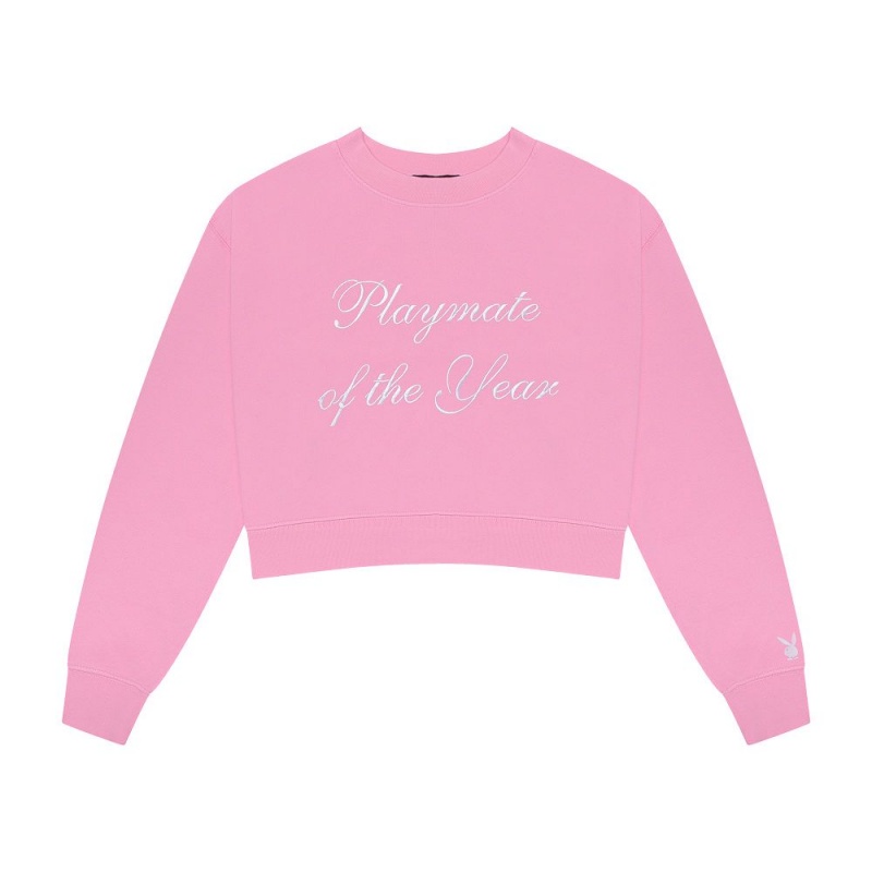 Pink / White Women's Playboy March 1968 Cover Crewnecks | PLBY-592831