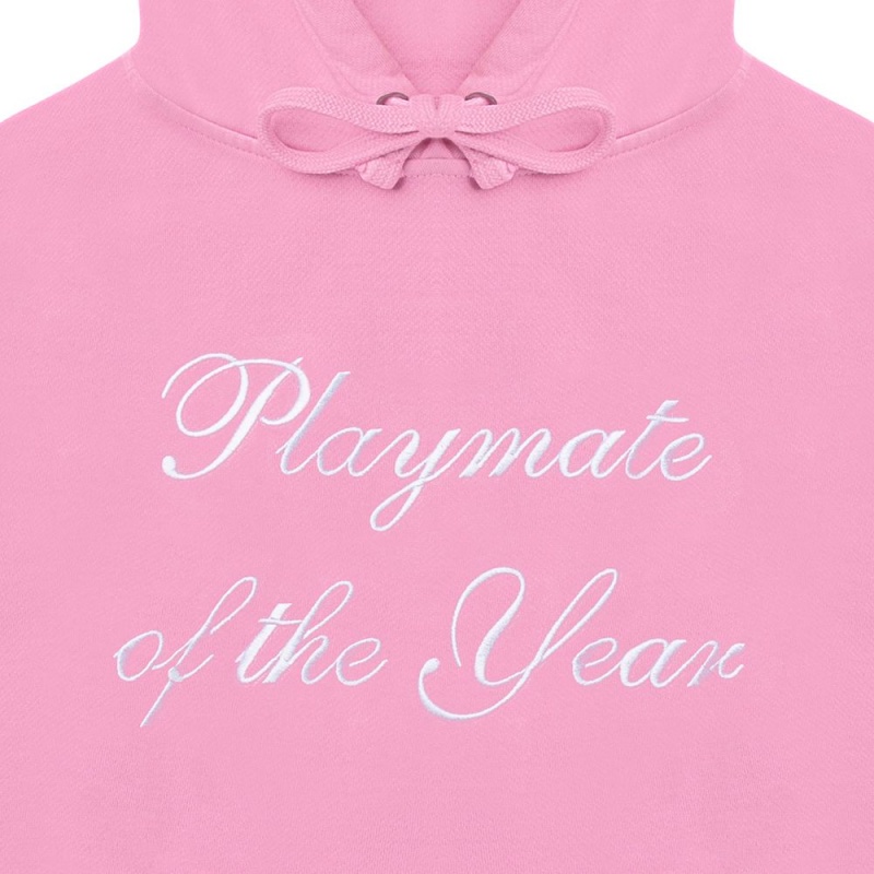 Pink / White Women's Playboy Playmate of the Year Hoodie - Pink / White Print Hoodies | PLBY-592829