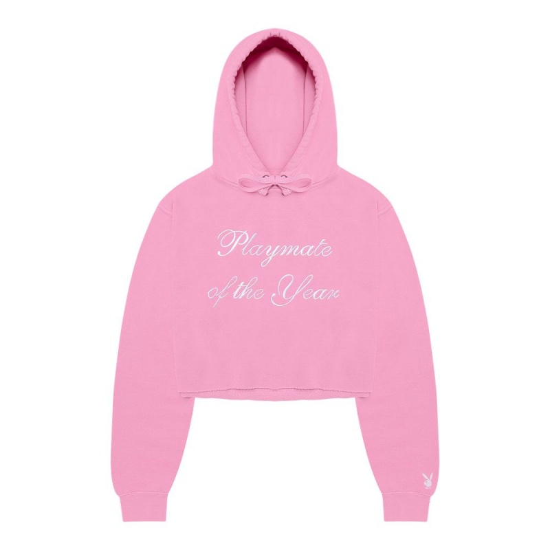 Pink / White Women\'s Playboy Playmate of the Year Hoodie - Pink / White Print Hoodies | PLBY-592829