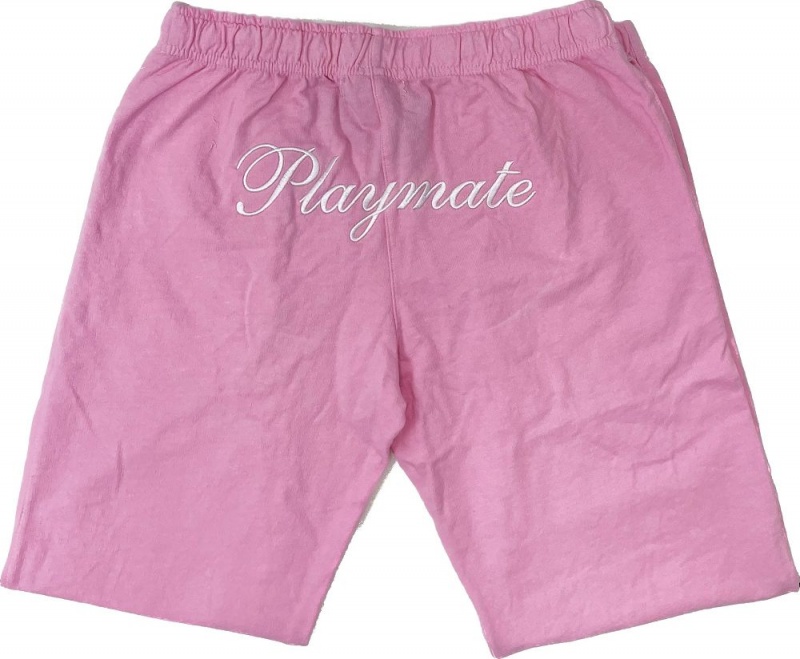 Pink / White Women's Playboy The Essentials Rib Triangle lette Joggers | PLBY-592735