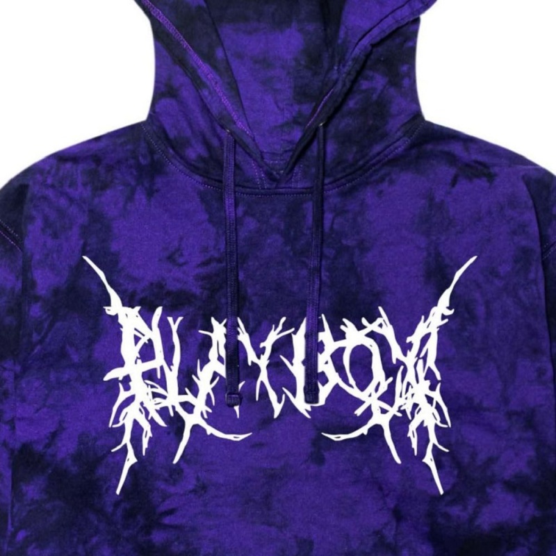 Purple Black Men's Playboy nchy Masthead tie dye Hoodies | PLBY-593057