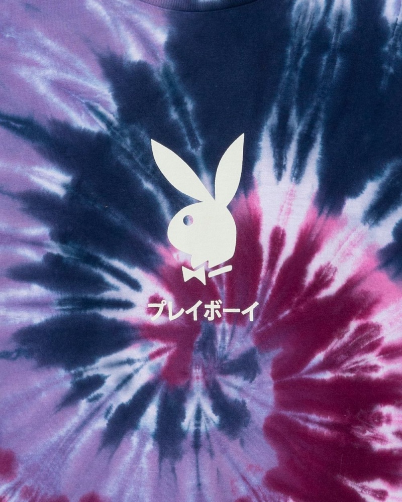 Purple Men's Playboy Ace of Spades Tie-Dye T-shirts | PLBY-593267