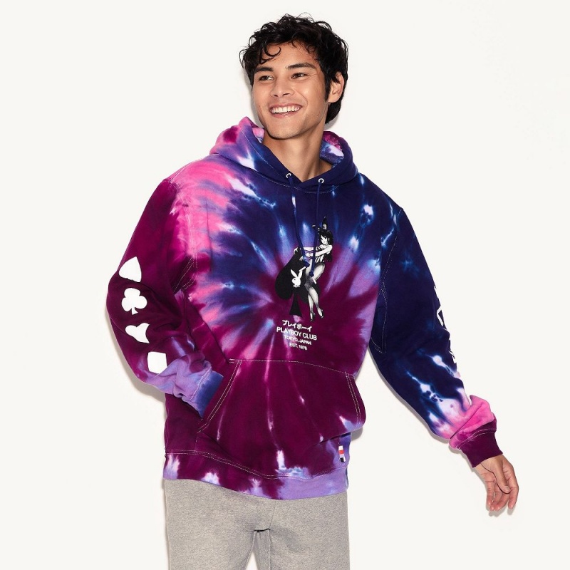 Purple Passion Men's Playboy Ace of Spades Tie Dye Hoodies | PLBY-593094