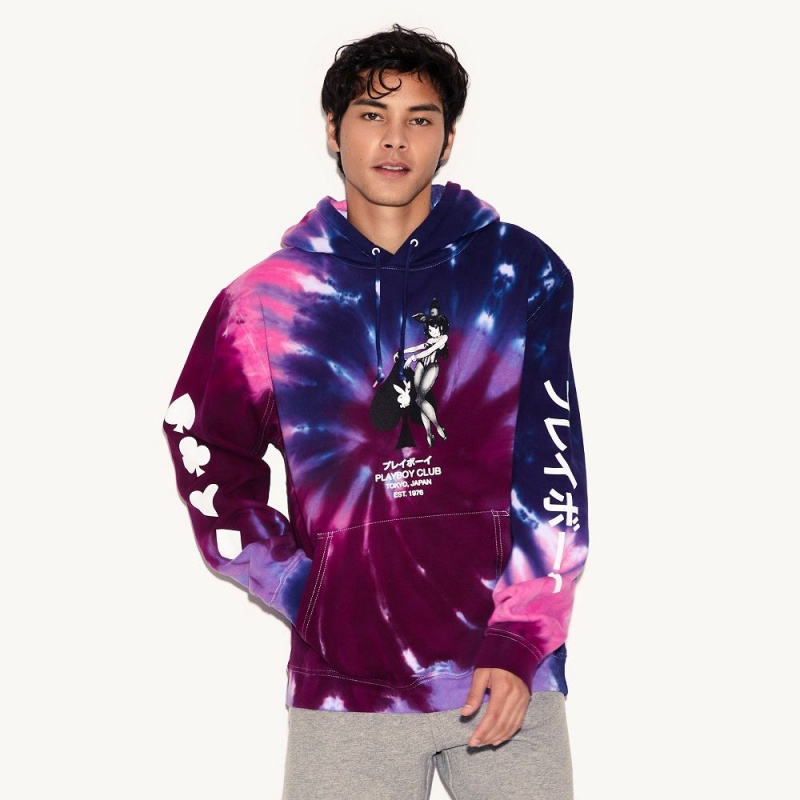 Purple Passion Men's Playboy Ace of Spades Tie Dye Hoodies | PLBY-593094