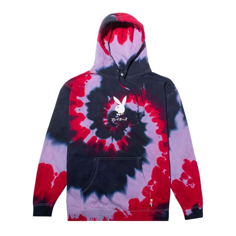 Purple Passion Men's Playboy Tokyo Club Tie-Dye Hoodies | PLBY-593014