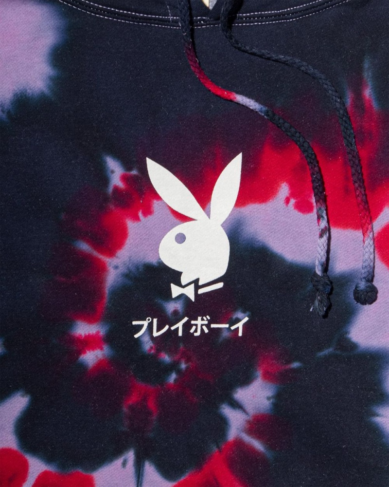 Purple Passion Men's Playboy Tokyo Club Tie-Dye Hoodies | PLBY-593014
