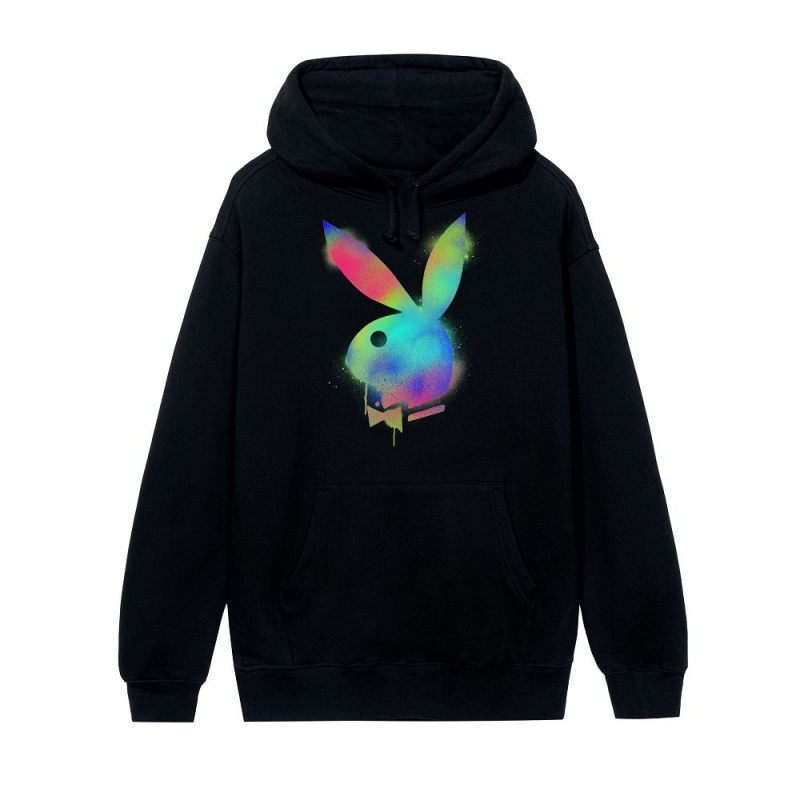 Rainbow Men\'s Playboy Spray Paint Logo Hoodies | PLBY-593054