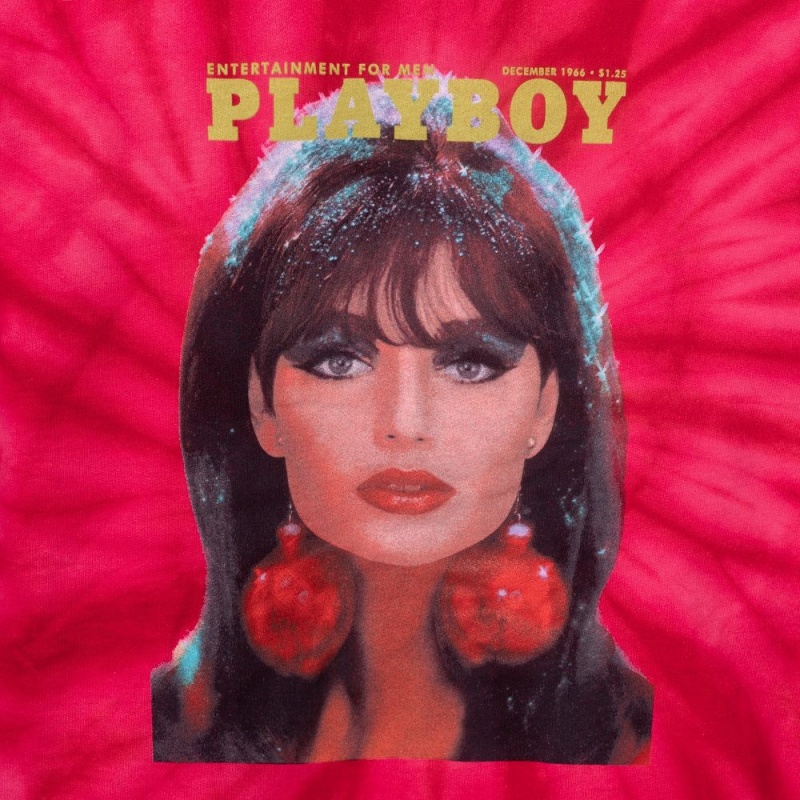 Red Men's Playboy December 1966 Tie Dye Cover Hoodies | PLBY-593079