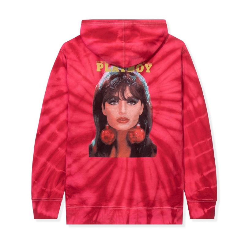 Red Men\'s Playboy December 1966 Tie Dye Cover Hoodies | PLBY-593079