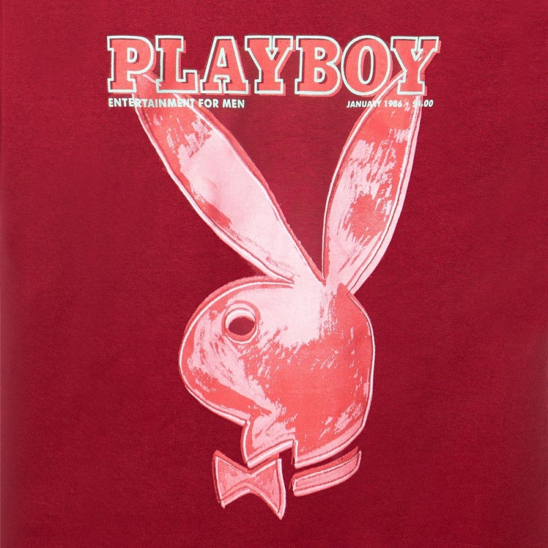 Red Men's Playboy January 1986 Andy Warhol Cover T-shirts | PLBY-593212