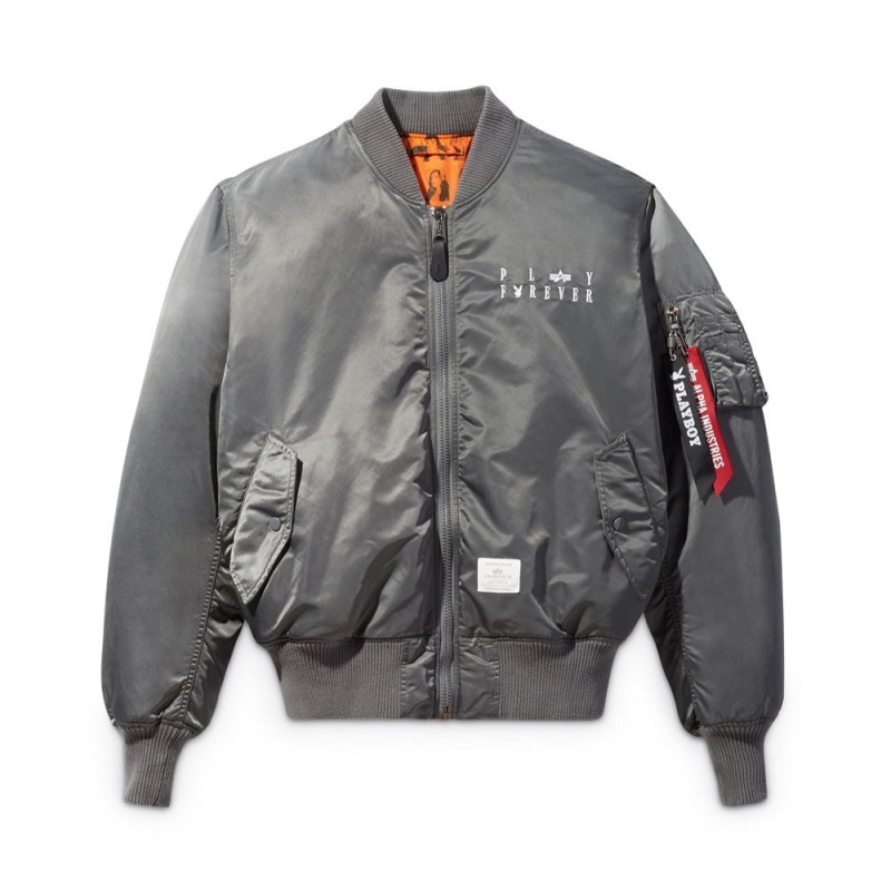 Sage Men's Playboy x Alpha Industries Reversible MA-1 Flight Jackets | PLBY-593076