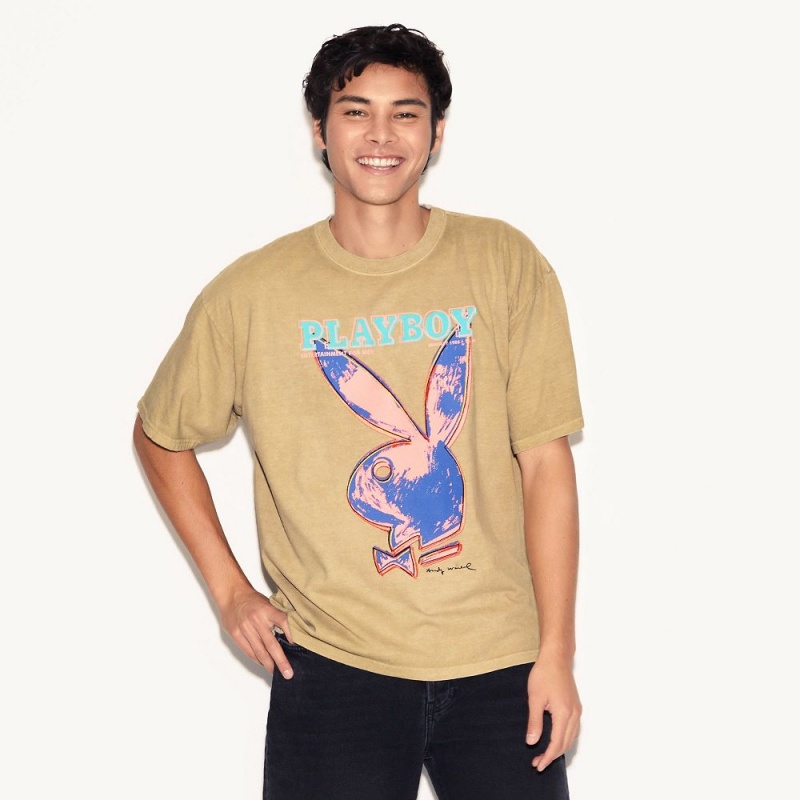 Sand Men's Playboy January 1986 Andy Warhol Cover T-shirts | PLBY-593160