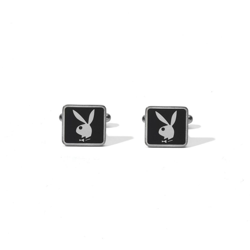 Silver Men\'s Playboy Rabbit Head Cufflinks Accessories | PLBY-592924