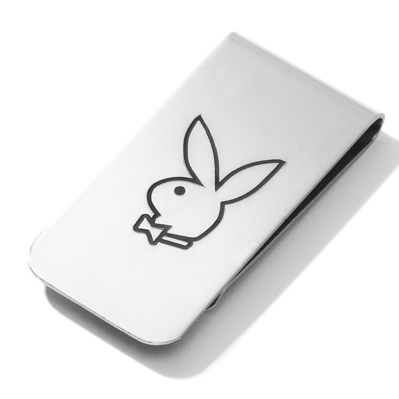 Silver Men's Playboy Rabbit Head Money Clip Accessories | PLBY-592929