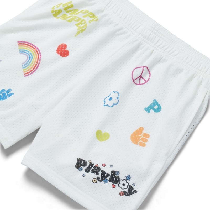 Star White Women's Playboy Oversized Shorts | PLBY-592801