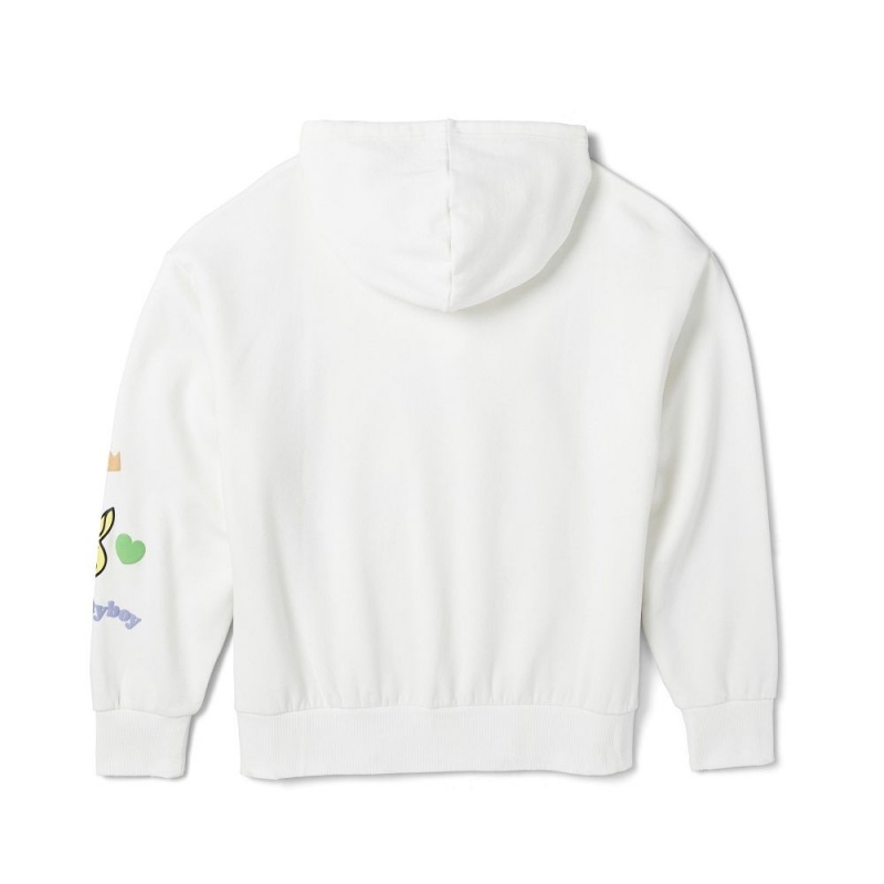 Star White Women's Playboy Silk Lounge Hoodies | PLBY-592876