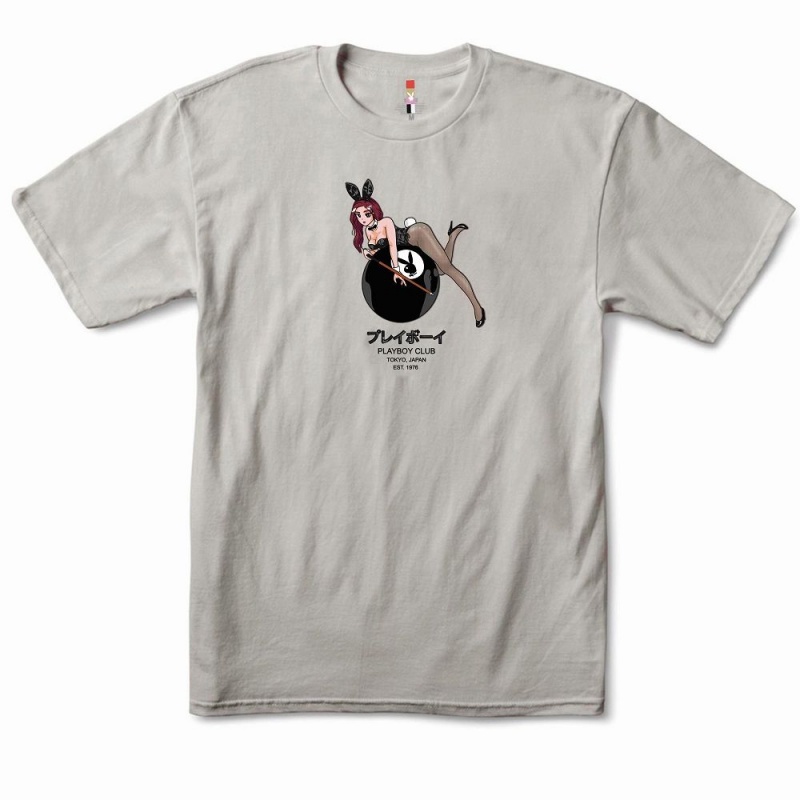 White Men's Playboy 8-Ball Tokyo Club T-shirts | PLBY-593136