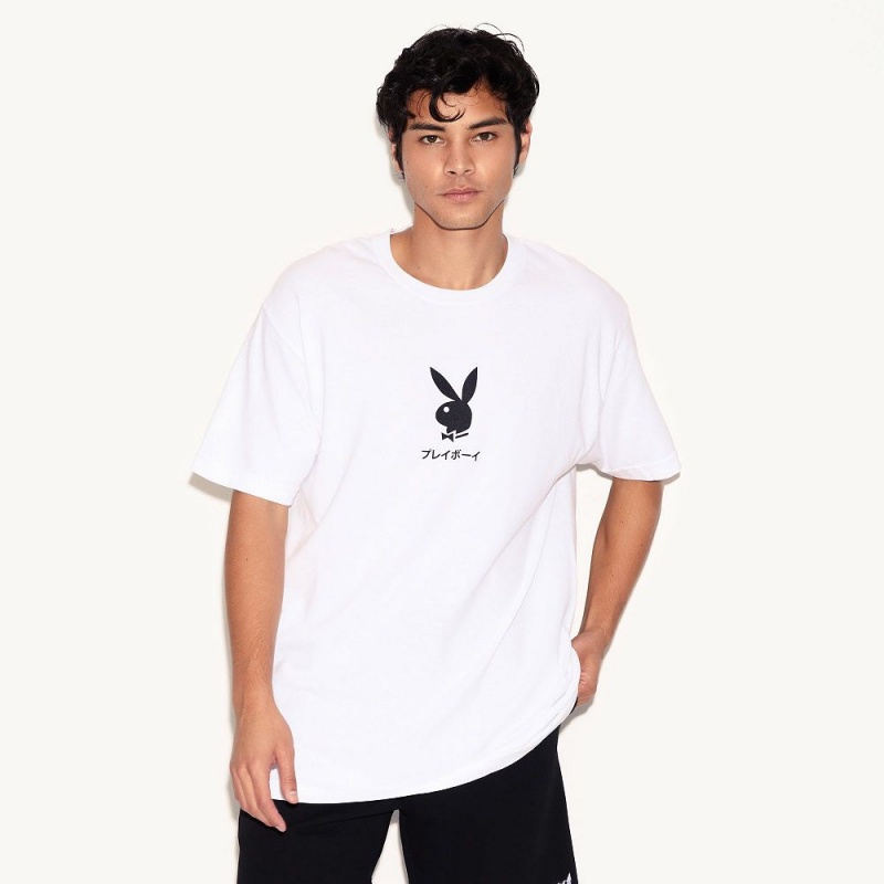 White Men's Playboy Ace of Spades -Colo T-shirts | PLBY-593139