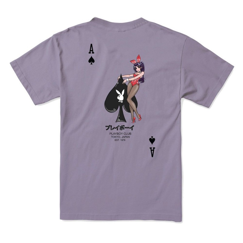 White Men's Playboy Ace of Spades -Colo T-shirts | PLBY-593139