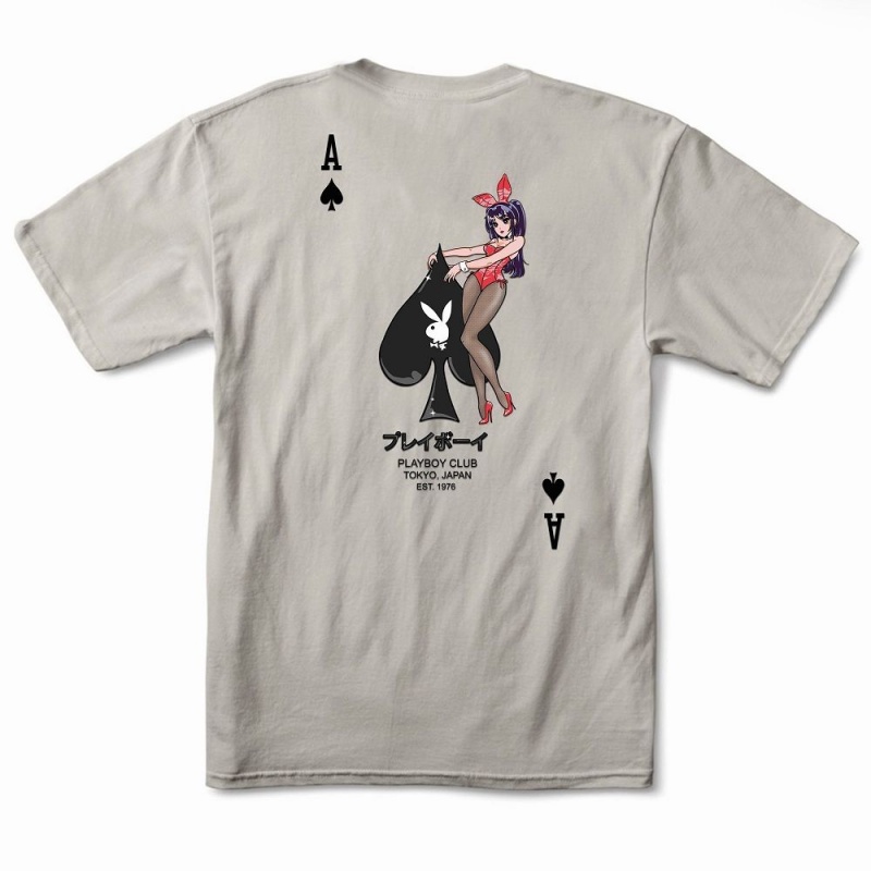 White Men's Playboy Ace of Spades -Colo T-shirts | PLBY-593139
