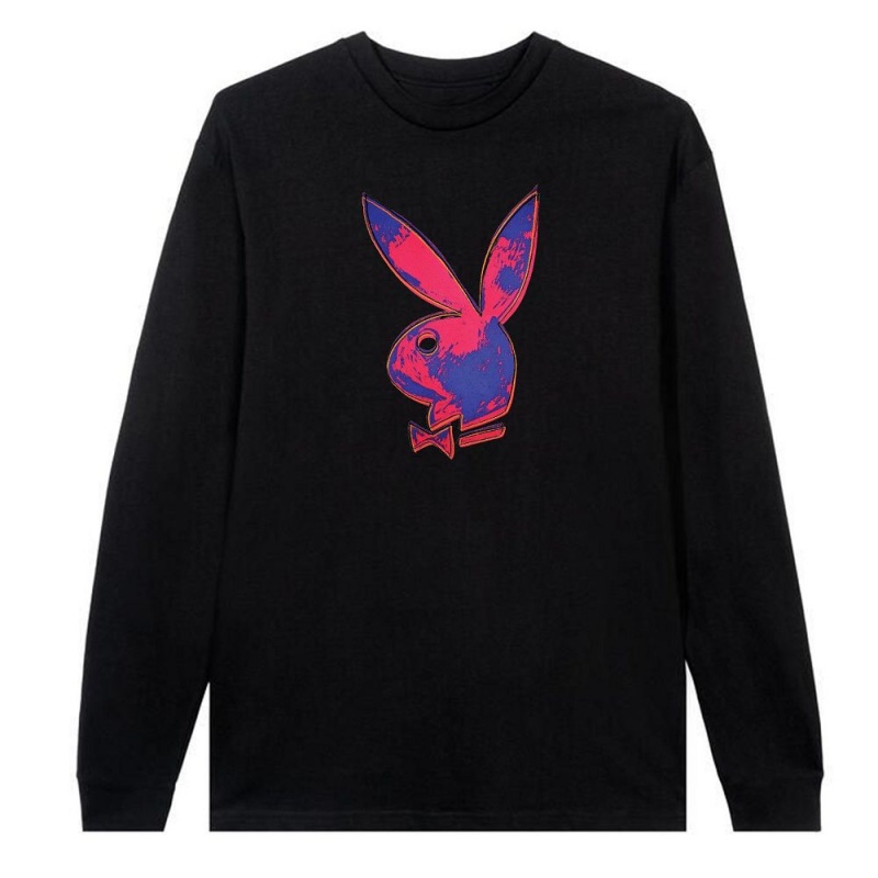 White Men's Playboy Andy Warhol Bunny Long Sleeve T-shirts | PLBY-593154