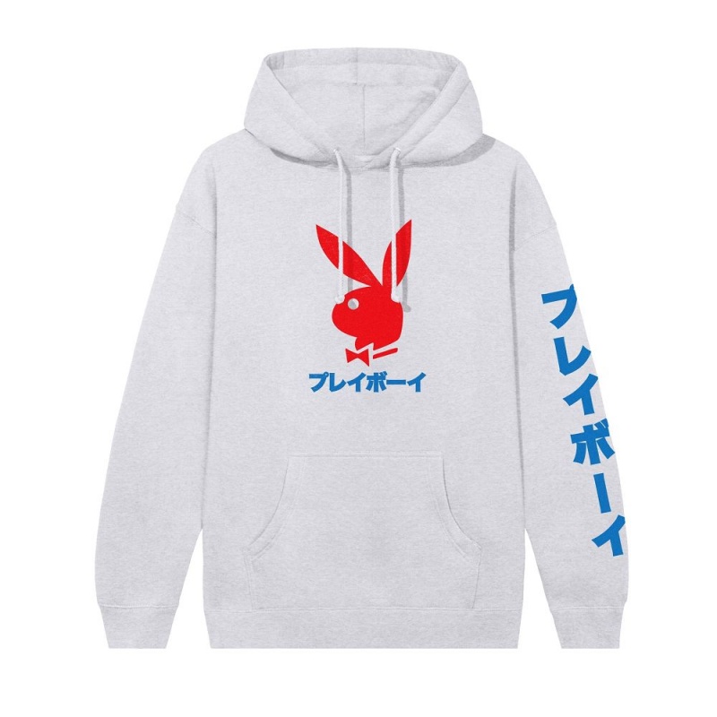 White Men's Playboy Japanese Rabbit Head Hoodies | PLBY-593036