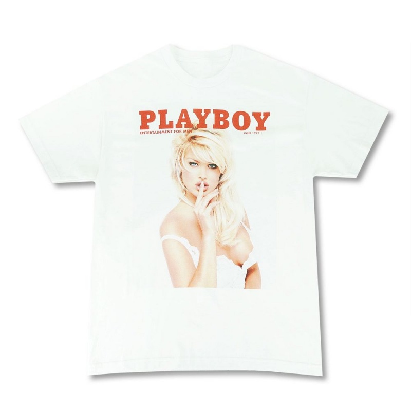 White Men\'s Playboy June 1997 Victoria Silvstedt Cover T-shirts | PLBY-593132