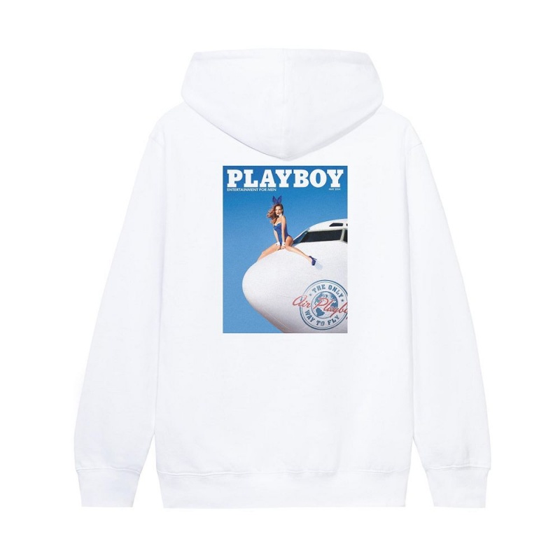 White Men\'s Playboy May 2014 Cover Hoodies | PLBY-593041