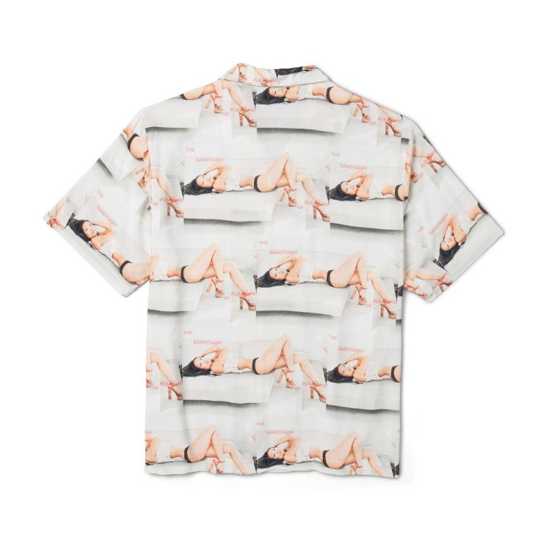 White Men's Playboy Sanctuary Camp T-shirts | PLBY-593224