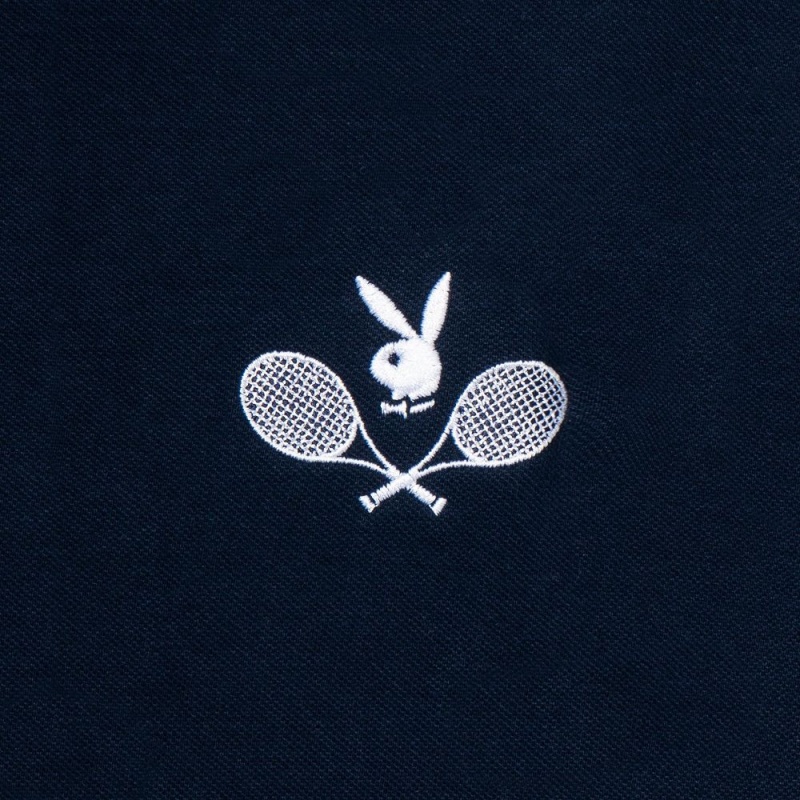 White Men's Playboy Tennis Club Polo T-shirts | PLBY-593239