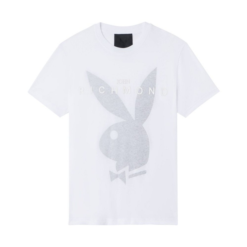 White Men\'s Playboy x John Richmond Rabbit Head T-shirts | PLBY-593231