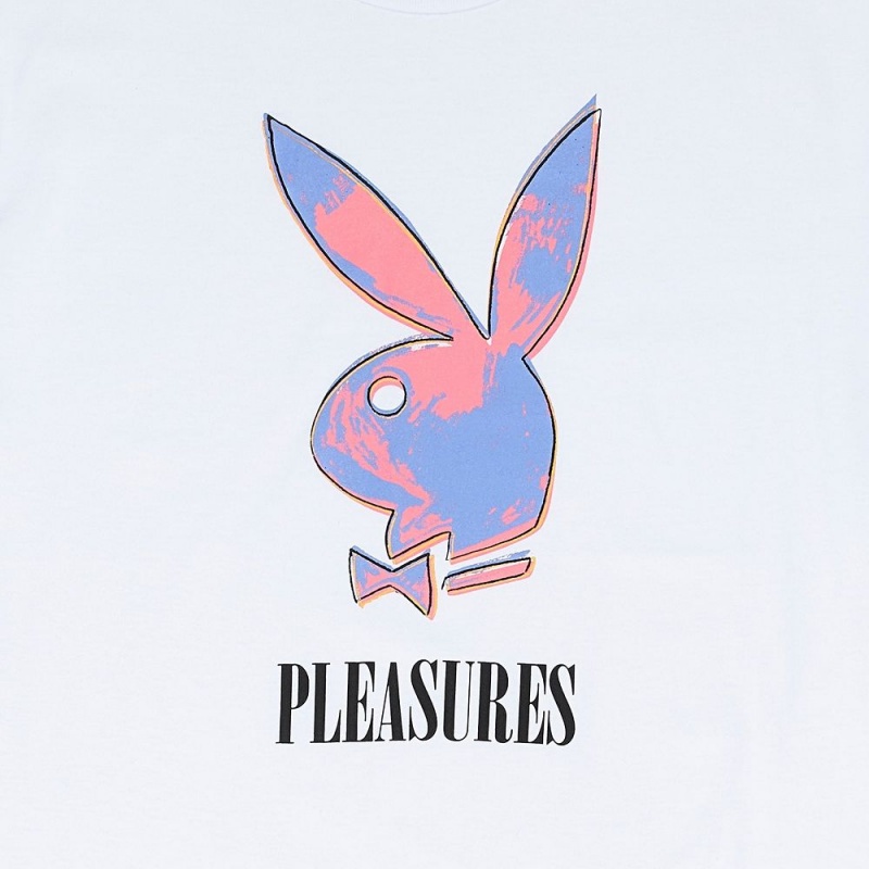 White Men's Playboy x Pleasures Pop Art T-shirts | PLBY-593189