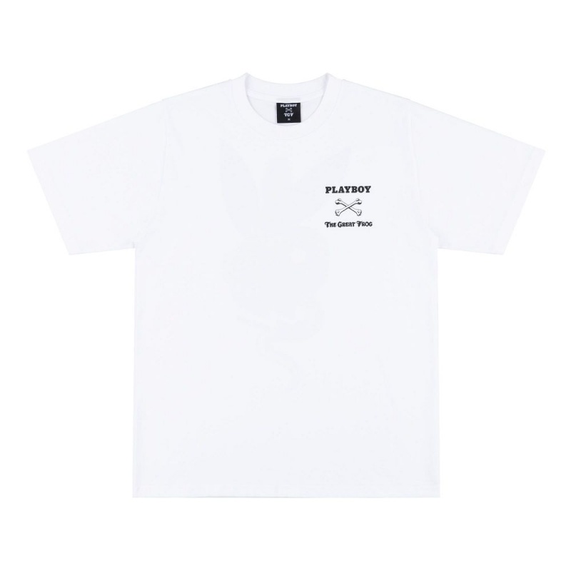 White Men's Playboy x The Great Frog T-shirts | PLBY-593233