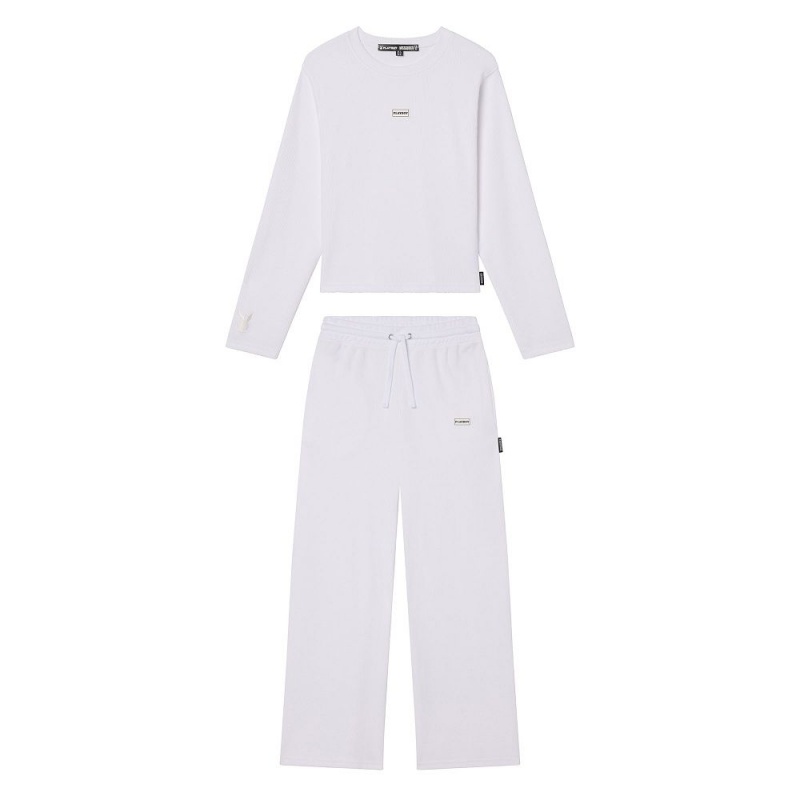 White Women\'s Playboy Bunny Athlete - 6pcs Set Joggers | PLBY-592790