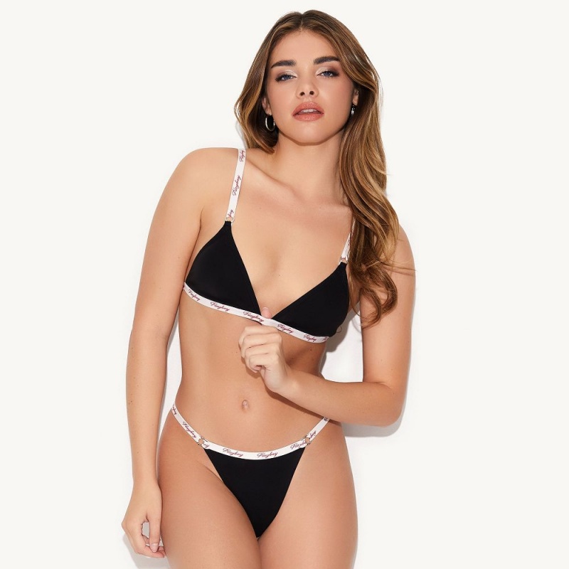 White Women's Playboy The Basics Triangle Bralette Bras | PLBY-592669