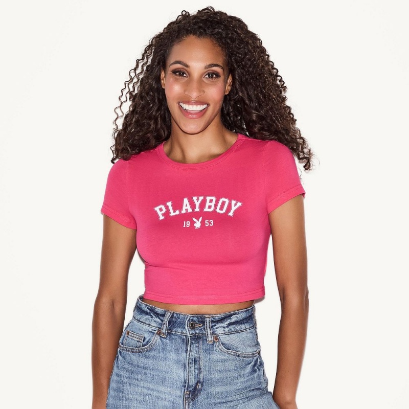 Women's Playboy February 2019 Playmate Megan Moore Dip-Dye Long Sleeve T-shirts | PLBY-592884
