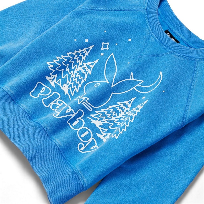 Women's Playboy High Rise Straight Leg Masthead Denim Crewnecks | PLBY-592878