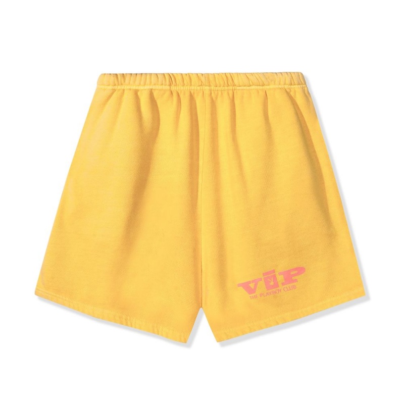 Yellow Women\'s Playboy The Cozy Sleep Onesie Shorts | PLBY-592764